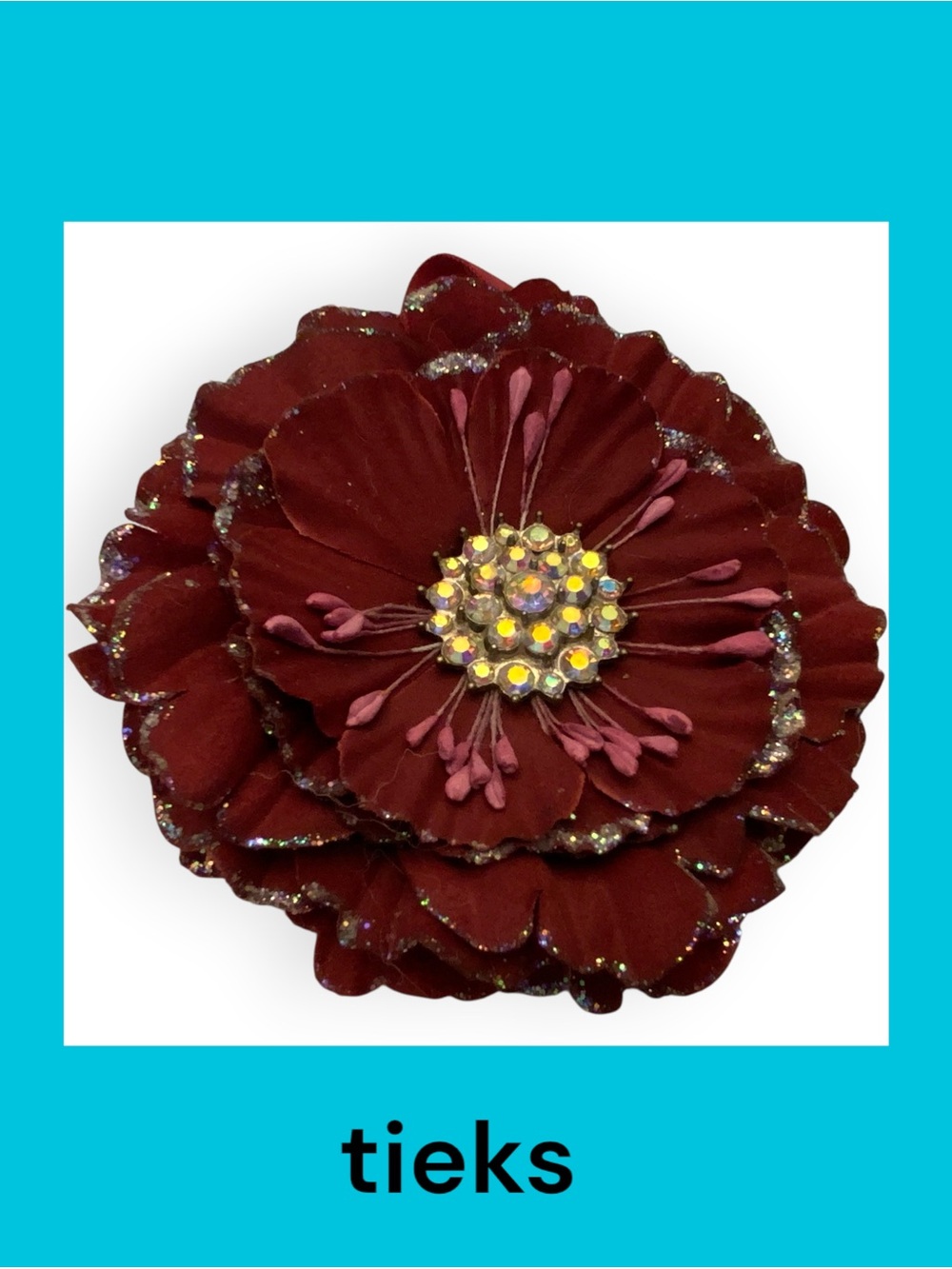 Tieks Burgundy Flower with Iridescent Rhinestone Center